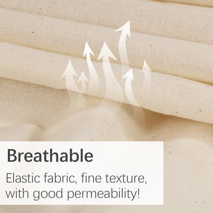 5 Yards 100% Cotton Unbleached Muslin Fabric, 63 Inch X 5 Yards by The Yard, Medium & Light Weight Draping Fabrics Suitable for Sewing, Embroidery, Garments, Apparel Cloth and Crafts Material-Natural