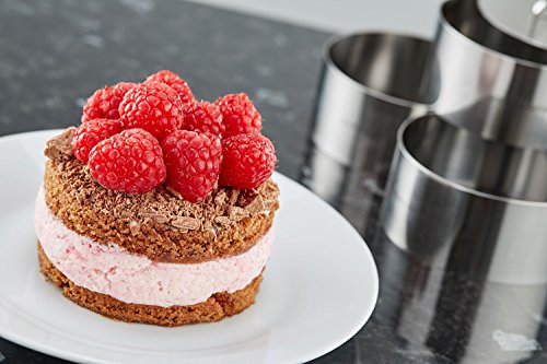Uncle Jack Professional Stainless Steel Round Food Tower Presentation Cooking Rings with Food Press - color: Round Forms 2 Sets