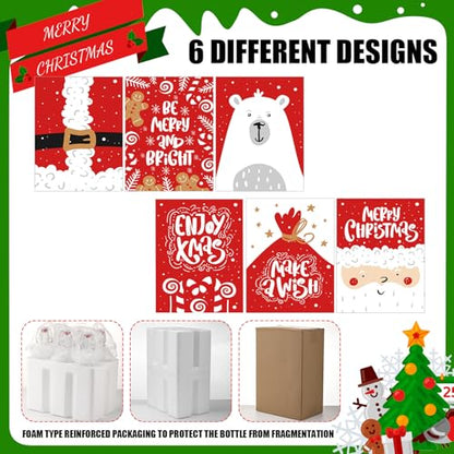 Sieral 6 Set Coquito Bottles 16 oz Christmas Swing Top Glass Bottles Flip Top Brewing Bottle for Vanilla Extract Homemade with Christmas red Label Stickers Home Brewing Coquito Beverages Liqueur - color: Christmas Red