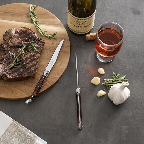 French Home Laguiole Connoisseur 4-Piece Steak Knife Set, Tortoise Handles - color: Tortoise Shell