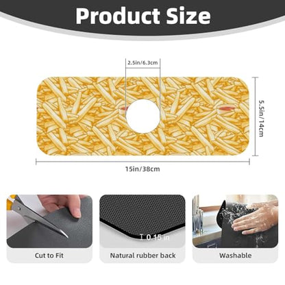 French Fries Ketchup Faucet Mat For Kitchen Sink, Absorbent Countertop Protector, Quick Dry Sink Splash Guard Pad, Waterproof Draining Mat 15" X 5.5" - color: Style 7