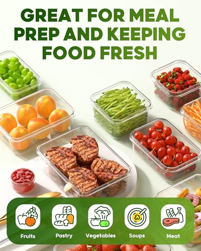 KEMETHY 60 PCS Food Storage Containers with Lids, BPA-Free Plastic Food Containers for Kitchen Storage, Leak Proof, Reusable Meal Prep Containers with Labels & Pen - color: 60 PCS