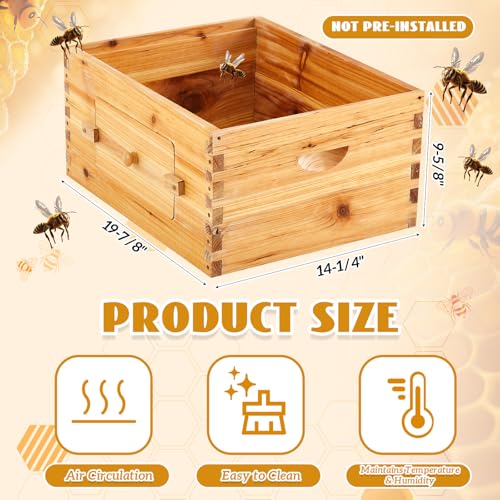 Juexica 10 Frame Deep Brood Bee Hive Box, Langstroth Beehive with Transparent Acrylic Windows, Bee Box Dipped in 100% Beeswax (Unassembled)