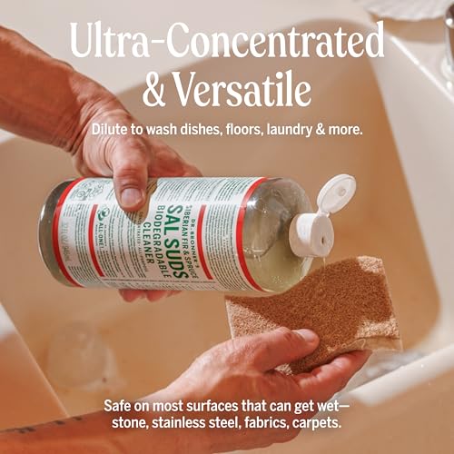 Dr. Bronner's Sal Suds Biodegradable Cleaner (16 oz) – All Purpose Pine Mop Detergent for Floors, Laundry & Dishes, Multi Surface Concentrate, Heavy-Duty Degreaser - size: 16 Fl Oz (Pack of 1)