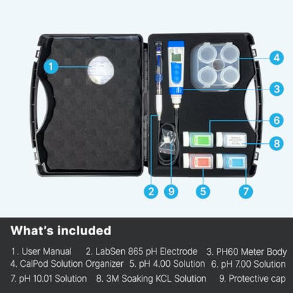 Apera Instruments PH60-HT Handheld pH Meter Tester Kit with LabSen 865 pH/Temp. Electrode for Lab-Grade pH Measurement in High Temperature and/or Corrosive Water Solutions - style: For High-Temp. Liquids