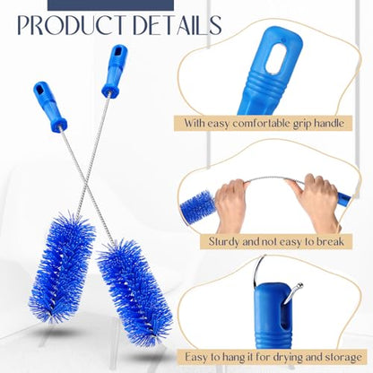 Baderke 2 Pieces Drain Brush Pipe Cleaning Tube Brushes 19.7 Inch Plastic Shower Pipe Flexible Cleaning Tool(Blue,19.7 x 2.4 Inch) - color: Blue, size: 19.7 x 2.4 Inch