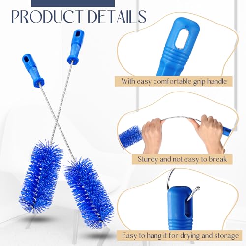 Baderke 2 Pieces Drain Brush Pipe Cleaning Tube Brushes 19.7 Inch Plastic Shower Pipe Flexible Cleaning Tool(Blue,19.7 x 2.4 Inch) - color: Blue, size: 19.7 x 2.4 Inch