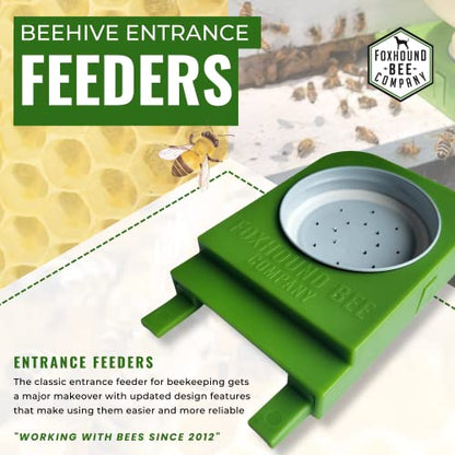 Foxhound Bee Company Front Entrance Honey Bee Feeder and Lid for Feeding Bees Water or Sugar Syrup from The Front of The Hives in Beekeeping - 4 Pack - size: 4 Pack Entrance Feeders