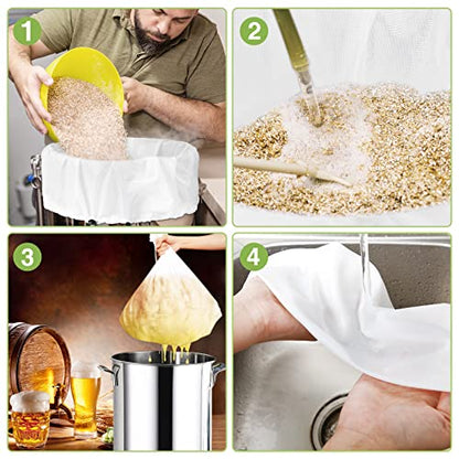 Chumia 5 Pack Brew Bags Reusable Extra Large 26 x 22'' Fine Mesh Strainer Cold Brew Filters Drawstring Cheese Cloth Straining Bags Wine Making Supplies for Fruit Cider Beer