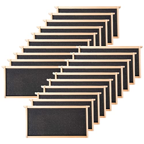 BeeCastle 20 Pack Beehive Frames and Waxed Foundations for Deep Brood Bee Hives with Wooden Bee Hive Frames and Beeswax Coated Foundations, 9-1/8-Inch (Black) - size: 20-Pack