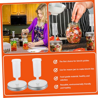 YARNOW Mason Jar Fermenter Lid Kit 87mm Wide Mouth with Airlock and Tinplate Lid for Pickling and Vegetable Fermentation Home Kitchen Accessories Random Color