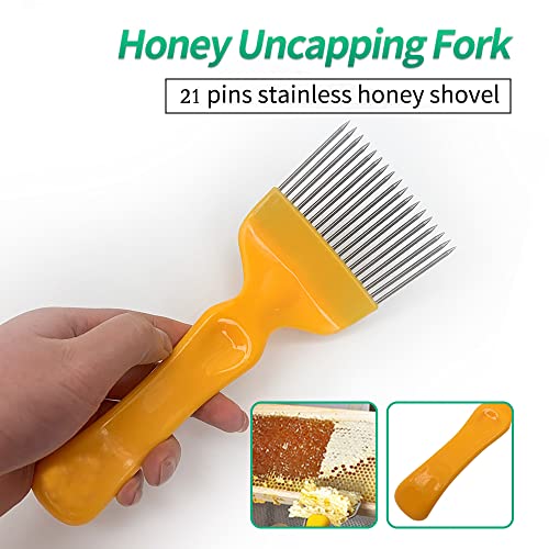 Beekeeping Tool, Bee Keeping Uncapping Fork with 21 Tines, Stainless Steel Bee Keeping Beekeeper Tool - color: Red