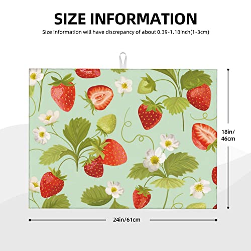Large Dish Drying Mats For Kitchen Counter Microfiber Kitchen Drying Mat XL Draining Pad Absorbent Quick Drying Dish Mat 18x24 Inch - Strawberry - color: Strawberry