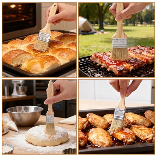 3 PCS Pastry Brush for Baking Basting Brush for Cooking Butter Brushes for Cooking BBQ Kitchen Baking Brushes Oil-Brush for Oil Sauce, Butter, Sauce