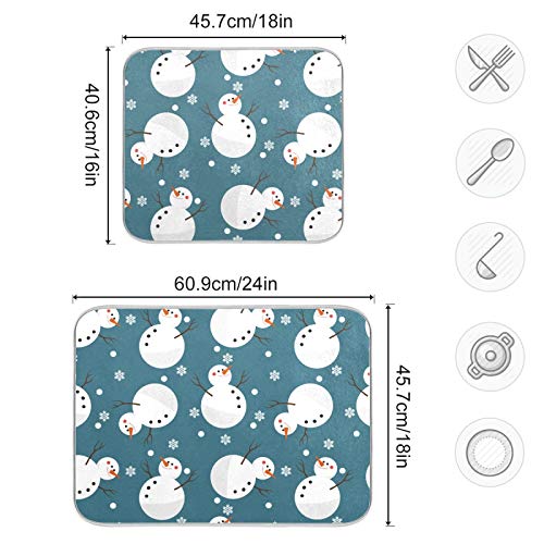 Super Absorbent Dish Drying Mat, Microfiber 23 Fast-Drying Dish Mat, 24" x 18", Kitchen Dish Drying Pad, Snowman Snowflake Cute Christmas Holidays… - color: Snowman Snowflake Cute Christmas Holidays, size: 18" x 24"