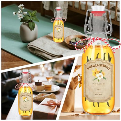 10 pack 8 oz vanilla extract bottles swing top glass bottles with lids homemade vanilla small flip top jars with airtight circle clear - color: 10PC-8OZ-Circle