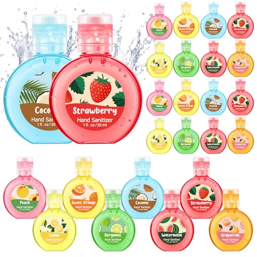 Frienda 24 Pack Hand Sanitizer Bulk Travel Size Hand Sanitizer Scented Refillable Liquid Containers for Women Coworker Teacher Housekeeping Employee Appreciation Gifts - color: Colorful, style: Fruit Scented