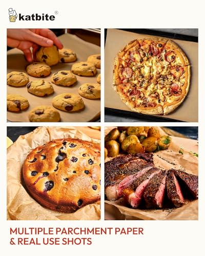 Katbite 300 Sheets 12x16 In Parchment Paper, Heavy Duty Baking Paper, Unbleached Non-stick Sheets for Air Fryer, Grilling, Steaming Cooking Bread Cake and Wrapping Foods - color: 12“x16“-300