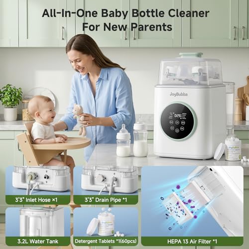 Bottle Washer, Sterilizer & Dryer – 4-in-One Cleaner for Baby Bottles, Pump Parts & Baby Essentials with 3 High-Temp Sterilization Modes, Includes 60 Cleaning Tablets – Saves Time & Effort. - size: C1 Baby Bottle Washer
