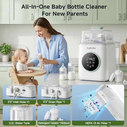 Bottle Washer, Sterilizer & Dryer – 4-in-One Cleaner for Baby Bottles, Pump Parts & Baby Essentials with 3 High-Temp Sterilization Modes, Includes 60 Cleaning Tablets – Saves Time & Effort. - size: C1 Baby Bottle Washer