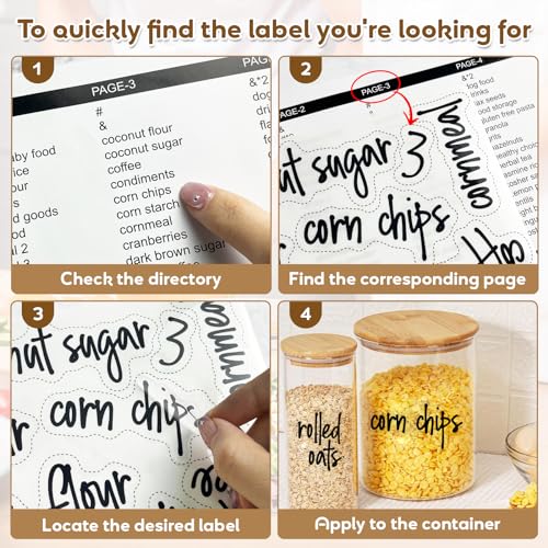 170PCS Food Pantry Labels, Kitchen Container Storage Labels Spice Organize Storage Jars Boxes Bottles Preprinted Black Script Clear Stickers - Water and Oil Resistant - color: Kitchen Labels-clear