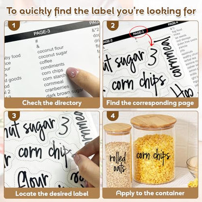 170PCS Food Pantry Labels, Kitchen Container Storage Labels Spice Organize Storage Jars Boxes Bottles Preprinted Black Script Clear Stickers - Water and Oil Resistant - color: Kitchen Labels-clear
