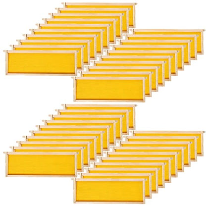 BeeCastle 40-Pack Beehive Bee Frames Waxed Foundation with Complete Unassembled Commercial Frames, 6-1/4-Inch (Yellow) - size: 40-Pack