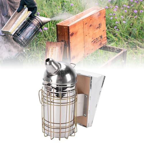 Bee Smoker for Beekeeping, Stainless Steel Smoker with Heat Chamber Beekeeping Equipment with Hanging Hook Beekeeper Tool Set for Beginners & Professionals