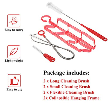 Patelai 8 in 1 Hydration Bladder Cleaning Kit Includes 3 Different Brushes and Drying Collapsible Bladder Frame, Water Reservoir Backpack Cleaning Kit - color: Red