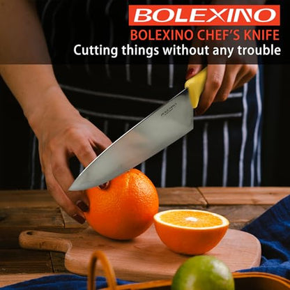 8 inch Japanese High Carbon Stainless Steel Chef Knife, Professional Extra Sharp Wide Cook Knife with Non-slip Ergonomic Handle, for Kitchen Home Restaurant - color: Yellow