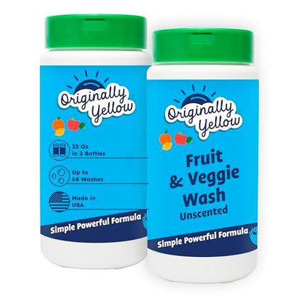 Originally Yellow USA Made Fruit And Vegetable Wash | Food-Grade Fruit and Veggie Wash With No Aftertaste | Powerful Cleaning &| Plant-Derived Produce Cleaner & fruit washer | 2 lb