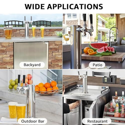 Dual Tap Kegerator Tower Beer Tap Tower 3" Draft Beer Tower Dispenser Keg Tower Beer Faucet Self-Closing Beer Tap Stainless Steel Kegerator Tap Tower Kit with Pre-Assembled Kegerator Line - size: Dual Tap Beer Tap Tower