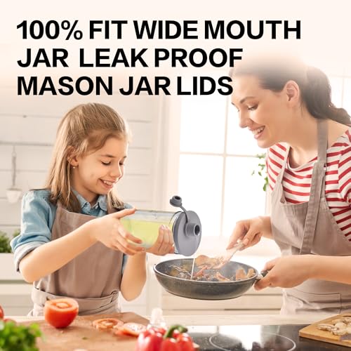 Wide Mouth Mason Jar Pour Spout Lid - Leak-Proof, Dishwasher Safe,Silicone,Reusable Cover for Oils, Juices, Milk and Dry Goods - color: Light Gray-3Pack