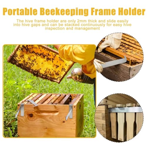 Stainless Steel Beehive Frame Holder, 4 Pcs Beehive Inspection Bracket, 5-Frame Capacity Beehive Inspection Stand, Beekeeping Tools Hive Starter Kit for All Beekeepers - color: Matte Brushed Stainless Steel-4