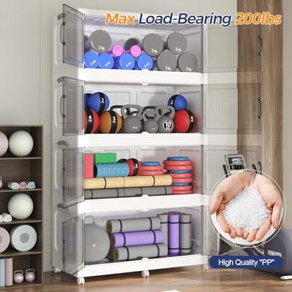 Extra Large Stackable Storage Bins with Lid, 160Gal/560QT Foldable Collapsible Storage Box with Doors, Wheels and Drawers, Plastic Closet Organizer Container for Kitchen, Bedroom, Dorm, 5Pack - size: 40Gal-4Pack
