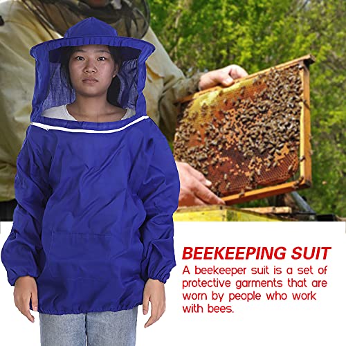 Beekee Protective Clothing, Beekeeper Jacket with Veil Hood, Professional Beekee Clothing Gear for Backyard Beginners(Blue) - color: Blue
