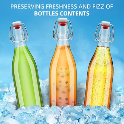 2Pcs 25oz Swing Top Glass Bottles 750ml, Flip Top Glass Bottle with Airtight Lid for Fermentation, Kombucha, Mead, Vanilla Extract, Coquito, Vinegar, Beer, Kefir, Wine, Soda, Juice, for Home Brewing