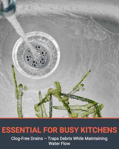 3-1/2 Inch Commercial Sink Strainer - 304 Stainless Steel Clog-Free Drain Cover, Precision Fit for 3.5" Drains & 3 Compartment Sinks, Heavy-Duty for High-Volume Kitchens (3-Pack) - color: 3 Pack
