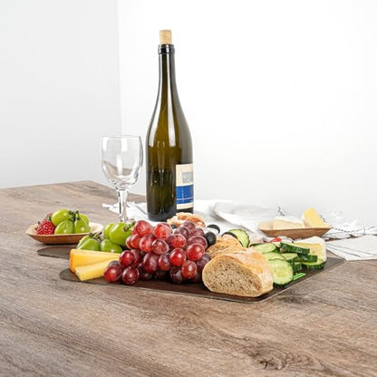 Cater Tek 15.8 x 9.8 Inch Charcuterie Boards, 10 Faux Wood Cheese Boards - WIth Handle, Stackable, Dark Paper Cardboard Charcuterie Boards, Disposable, For Serving At Catered Events - Restaurantware - color: Dark, size: 15 3/4"