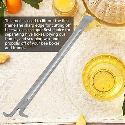 FTVOGUE 390mm Extra Long Hives Tool Stainless Steel Beehive Scraper Rust Proof Beekeeping Tool with Hooked End for Propolis Removal Apiary Work