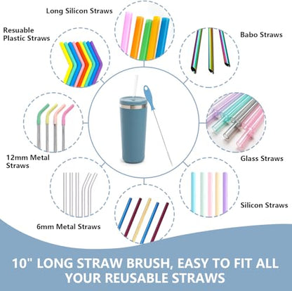 5-in-1 Silicone Bottle Brush Set, Baby Bottle Cleaning Brush with Straw Cleaner & Nipple Brush, BPA-Free Food-Grade Dishwasher Safe for Baby Bottles, Water Bottles, Sippy Cups, Sports Bottles - color: Blue