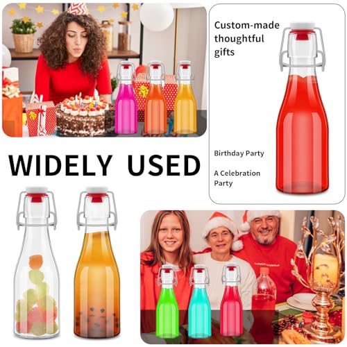 5oz Clear Beer Bottles Flip Top Round Glass Bottles with Leak Proof Easy Caps, 150ML Vinegar Kombucha Bottle for Wedding Themed Baby Shower Christmas Gifts (5oz - 6 Pack) - size: 5 Ounces
