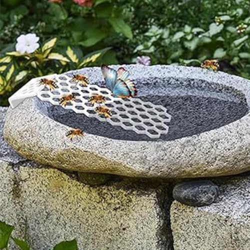 Floating Bee Island Beehive-Shaped Butterfly Waterer | Bee Water Catcher for Garden Lawn Yard Patio Balcony Porch Pathway Pond - color: White