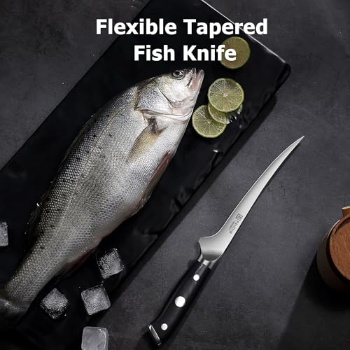 PAUDIN Fillet Knife, 7" Flexible Boning Knives with G10 Handle, Dishwasher Safe High Carbon German Steel Fish Knife for Meat Trimming, Deboning & Skinning,Professional Holiday BBQ Cooking Gift for Men - size: Fillet Knife - 7 inch
