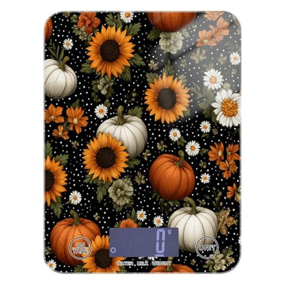 Food Scale Kitchen Scale for Baking Cooking Digital Food Weighing Measuring Scale Small Waterproof Electric Food Scale Black Dotty Pumpkins Sunflowers Daisy - color: Black Dotty Pumpkins Sunflowers Daisy