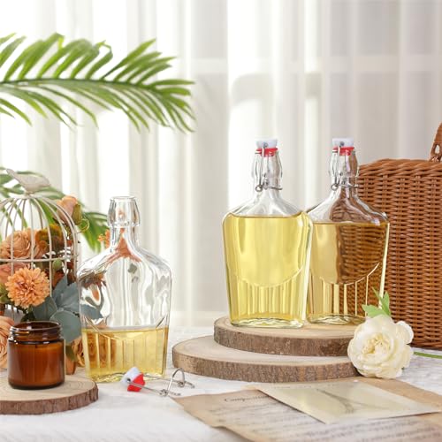 Jinei 12 Pcs Whisky Glass Flask Swing Top Glass Bottles Vanilla Extract Bottles Men Liquor Flask for Homemade Vanilla Extract, Lemoncello, Kombucha, Water Kefirm Apply Christmas Wedding Gifts (12 Oz) - size: 12 Ounces