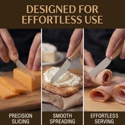 Small Cream Cheese Spreader Knives Set,Wooden 5in,Stainless Steel Butter Knife Spreader for Cocktail,Condimets,Dips,Appetizers,Jam,Pastry,Sandwich,Toast,Bagel,Charcuterie Board Serving Party Supplies - style: Cheese Spreader 6 Packs