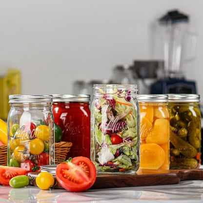 Esrentle Wide Mouth Mason Jars 32 oz - 12 Pack Large Glass Mason Jars with Airtight Lids and Bands, 1 Quart Glass Jars for Pickling, Canning, Fermenting and Food Storage, Microwave & Dishwasher Safe - color: 32 oz-12Pack-Mason
