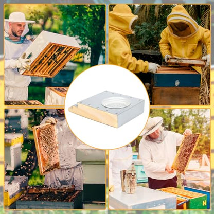 Wooden Bee Feeder for Outside Bee Hive Compatible with M ason Jar, Light Wood Bee Feeder for Hive Front Beehive Entrance, Wooden Bee Sugar Water Feeder Beekeeping Supplies, 2 Pack