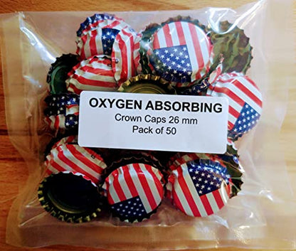 Priming Sugar 5 oz. and 50 American Flag Oxygen Absorbing Bottle Caps